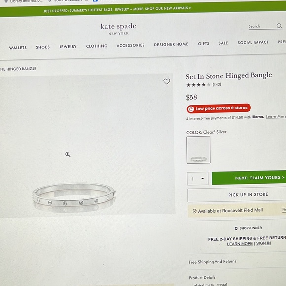 Kate Spade Set in Stone Hinged Bangle in Clear/Silver - Picture 4 of 4